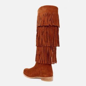 Stuart Weitzman Swinglow Suede Fringe Boots